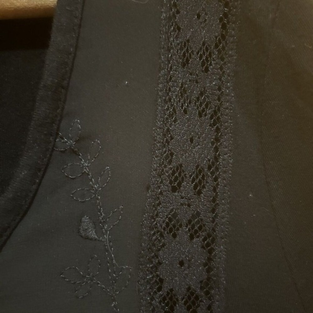 Cupio Black Blouse-Sz L-Mesh Floral Front-Lace-Boho-Fairy Grunge-Whimsigoth - Picture 6 of 12